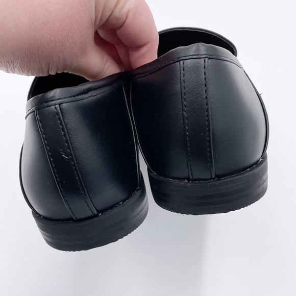 LOFT Horsebit Loafers Black Faux Leather Gold Hardware Shoes Women's Size 8.5 - Picture 8 of 11